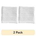 Off White Cotton Washcloth 2 Pack - Soft 13x13 Spa-Style Towels