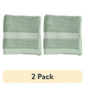 (2 Pack) Beautiful by Drew Barrymore Dobby Washcloth - Sage Green, 100% Cotton