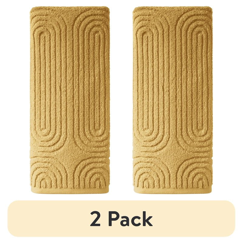 Textured Cotton Hand Towel - Beautiful by Drew Barrymore Amber Yellow 2 Pack