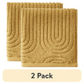 Amber Yellow 2-Pack Textured Cotton Washcloths - Soft & Absorbent Bathroom Towels