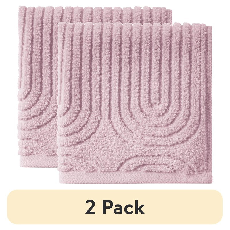 Rose Pink 2-Pack Textured Cotton Washcloths - 13x13 Inches, Soft & Absorbent