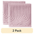 Rose Pink 2-Pack Textured Cotton Washcloths - 13x13 Inches, Soft & Absorbent