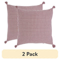 Pink Decorative Throw Pillow 22x22 with Houndstooth Pattern & Tassels - Drew Barrymore