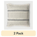 (2 Pack) Gray Striped Fringe Decorative Throw Pillow - 20x20 inch Cotton Cover, Plush Polyester Fill, Indoor Use - Variation of THIS listing 2