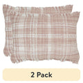 Blush Plaid Cotton Rich Decorative Pillow 14x20 Inches - Set of 2
