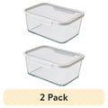 14 Cup Rectangle Glass Food Storage Container Set - 2 Pack