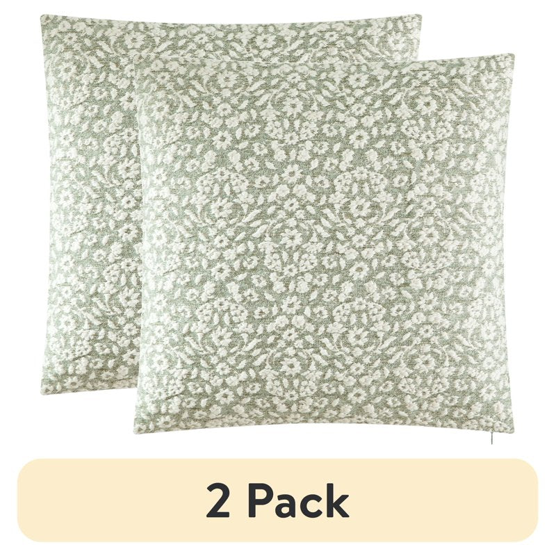 Sage Green Burned Blooms Decorative Pillow 20x20 Inch - 2 Pack