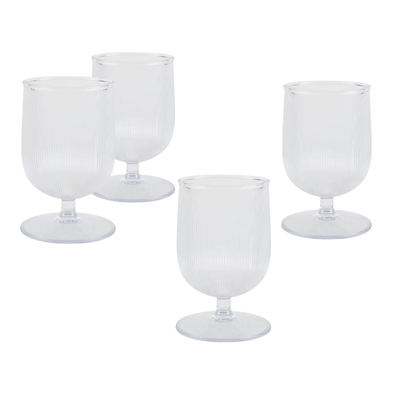 4-Piece Clear Ribbed Tritan Goblet Set - 2 Pack
