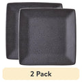 Stoneware Salad Plates - 2 Pack Dark Gray Square Design