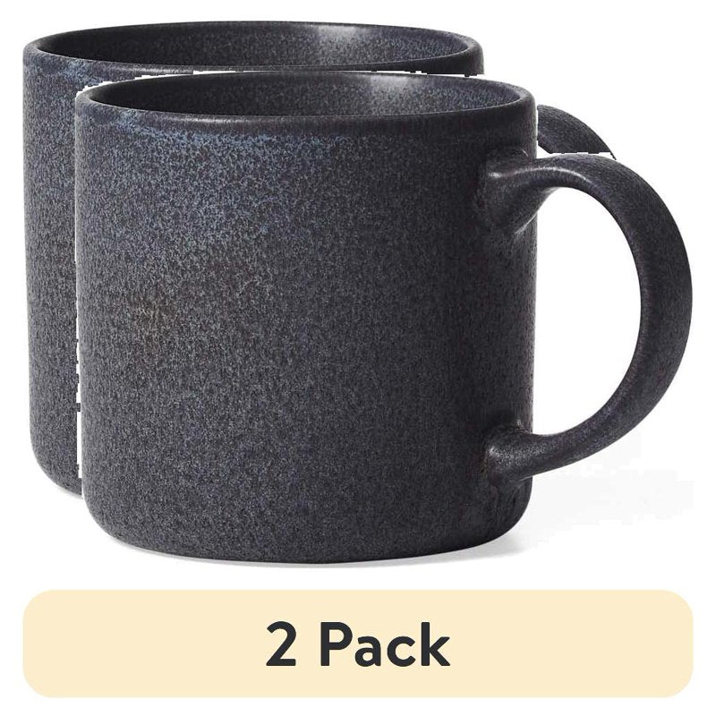 Modern Stoneware Mug - Dark Gray, 2 Pack