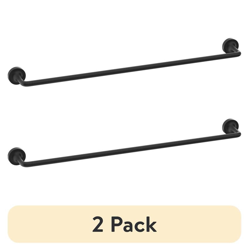 (2 Pack) Modern Wall Mount Towel Bar - Matte Black, 24 Inch Bathroom & Kitchen Accessory