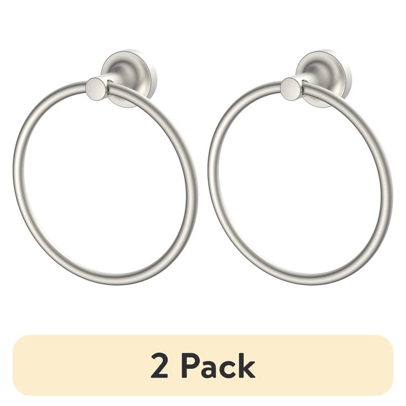 (2 Pack) Modern Wall Mount Towel Ring - Satin Nickel Bathroom Accessories
