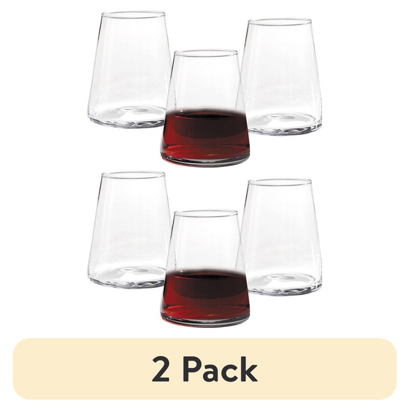 17 oz Clear Flared Stemless Wine Glass Set - 2 Pack