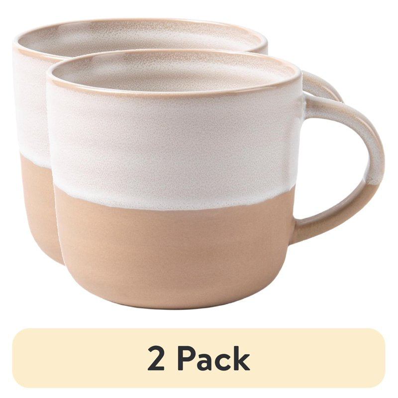 Collins Cream Stoneware Round Mug - 15 oz, 2 Pack