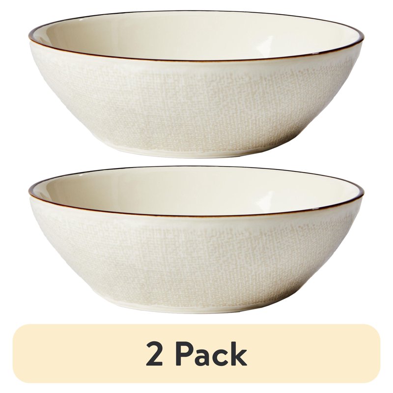 Cream Stoneware Dinner Bowls - 2 Pack, 7.3" Diameter