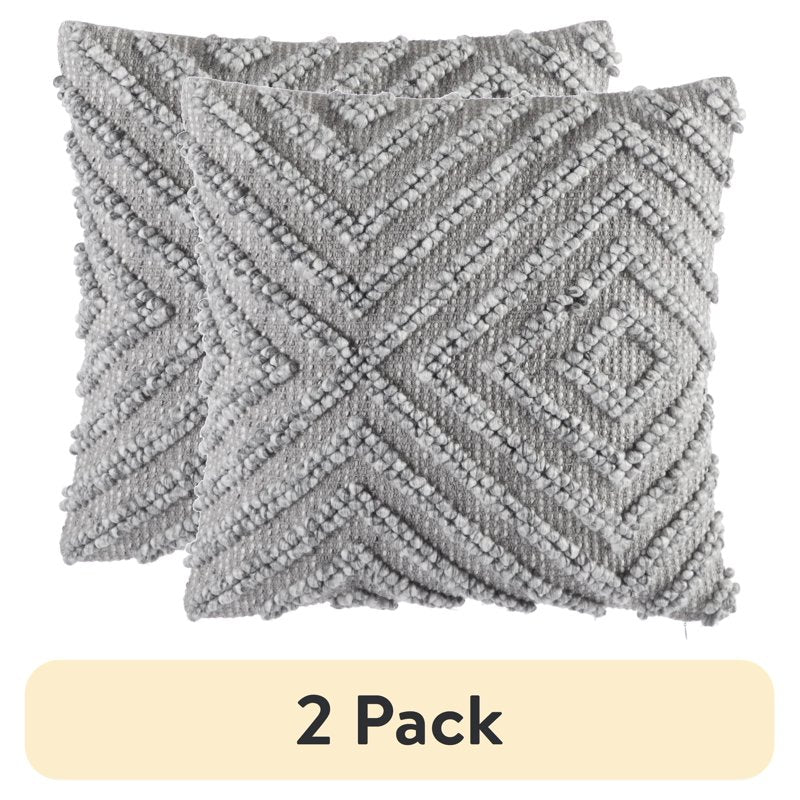 Gray Geometric Square Decorative Pillow Set - 20x20 Inches, 2 Pack