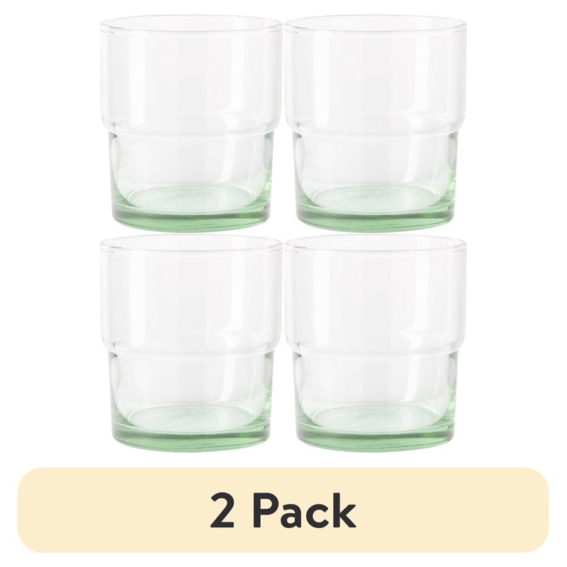 Recycled Green Glassware - 10 oz, 4 Pack - Eco-Friendly 2 Pack