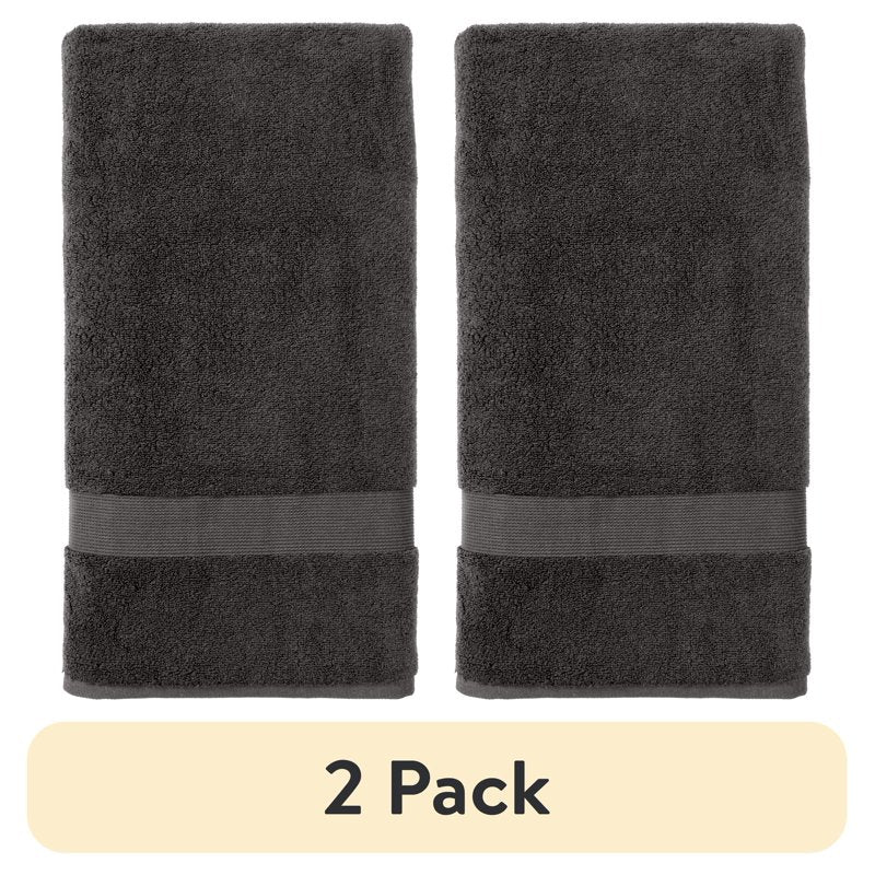 (2 Pack) Cotton Bath Sheets - Soft, Absorbent & Fade-Resistant - Grey Shadow