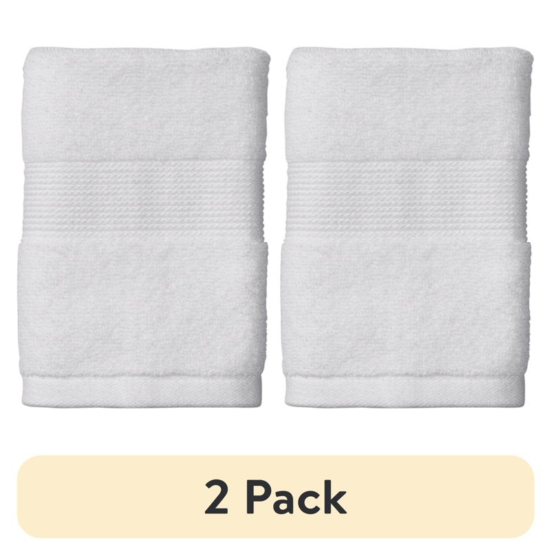 2 Pack Soft Cotton Washcloths - Arctic White, Absorbent & Low Lint