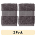 (2 Pack) Soft Cotton Washcloths - Grey Flannel, Signature, Absorbent & Fluffy