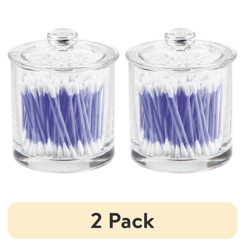 2 Pack Small Glass Vanity Jars with Lids - Bathroom Storage Organizer