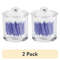 2 Pack Small Glass Vanity Jars with Lids - Bathroom Storage Organizer