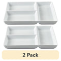 Rectangular Divided Tray - White Porcelain, 2 Pack
