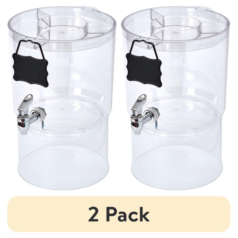 2-Pack 2.0 Gallon Beverage Dispenser with Party Top - Clear