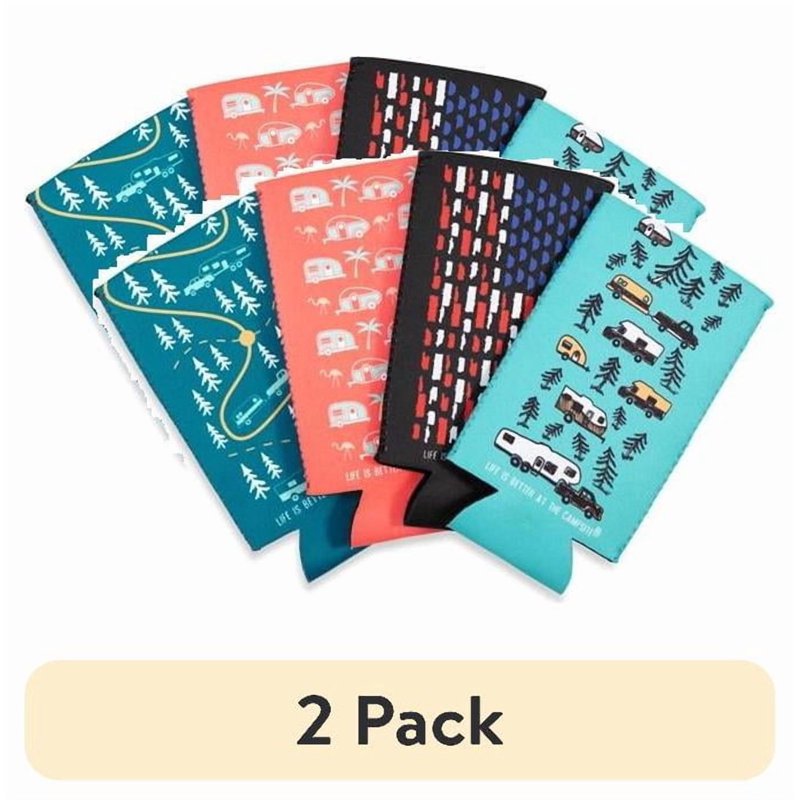 2 Pack RV-Themed Neoprene Skinny Can Sleeves - Multicolor