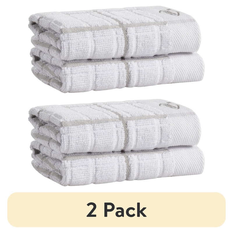 Clorox Cotton Dish Cloths - Highly Absorbent 2 Pack, Gray 12" x 12"