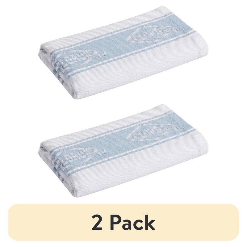 Cotton Kitchen Towels - 2 Pack, Durable & Highly Absorbent (15" x 25") Blue
