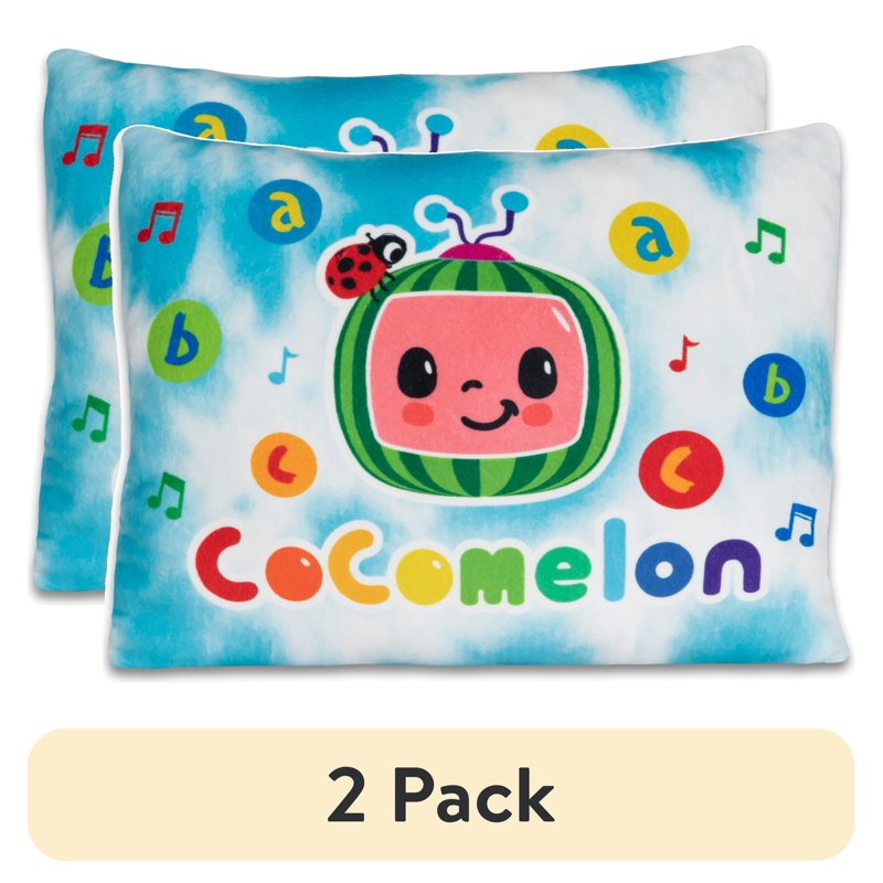 (2 Pack) CoComelon Toddler Squishy Pillow - Tie-Dye Blue, 12x15 Inches - Soft Plush Kids Pillow Set