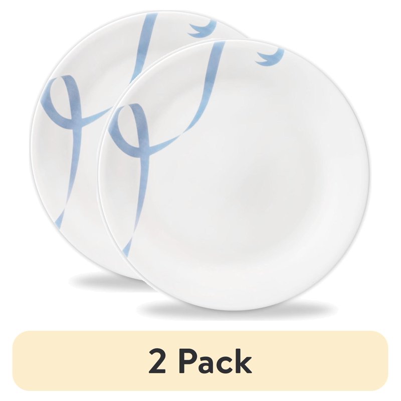 10.3" Corelle Blue Ribbons Glass Dinner Plates - 2 Pack