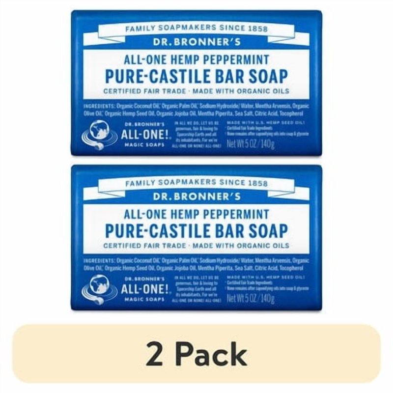 Peppermint Pure-Castile Bar Soap - 2 Pack