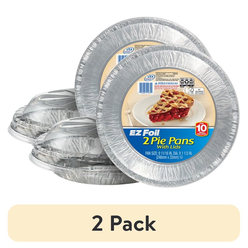 10-Inch Round Foil Pie Pans with Lids - 2 Pack