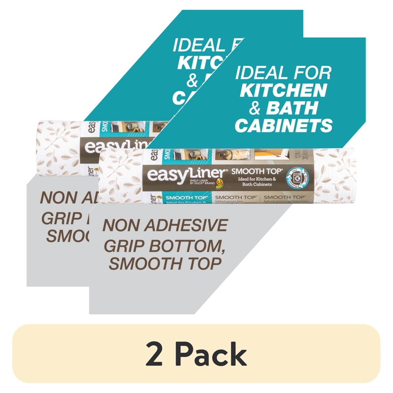 Smooth Top Shelf Liner - Taupe Buds, 12 in. x 10 ft., 2 Pack
