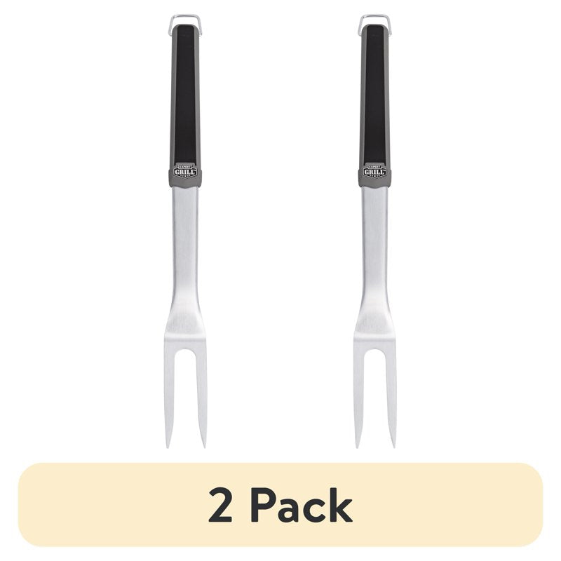 Stainless Steel Grilling Fork - 2 Pack, Black & Gray