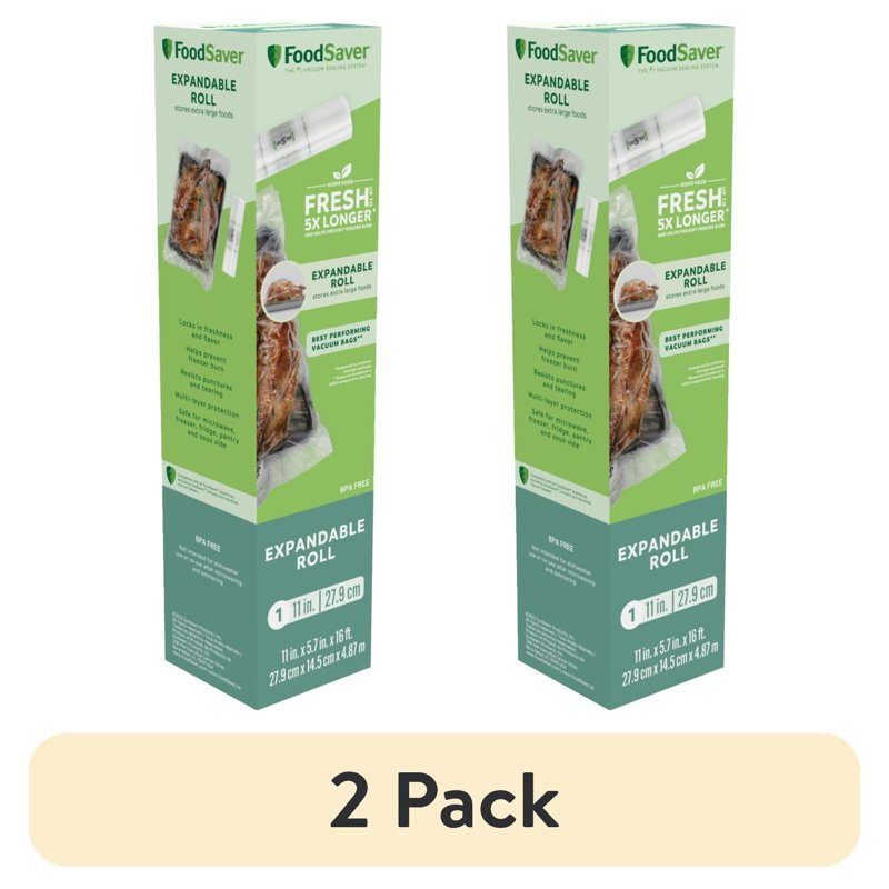 Expandable Vacuum Seal Roll - 11" x 16' - 2 Pack
