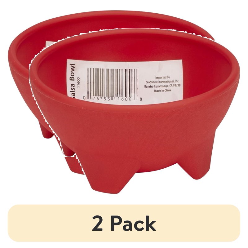 Large Plastic Salsa Bowl - 14 oz, 2 Pack, Red Serving Dish