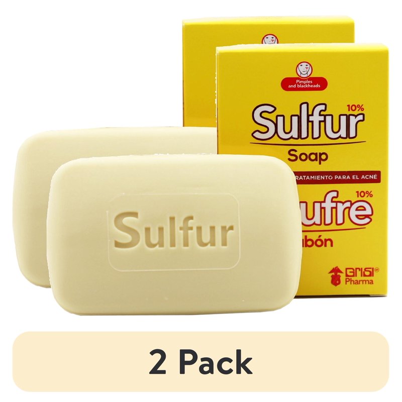 Bio Sulfur Face Soap Bar for Acne Treatment, 4.4 Oz - 2 Pack