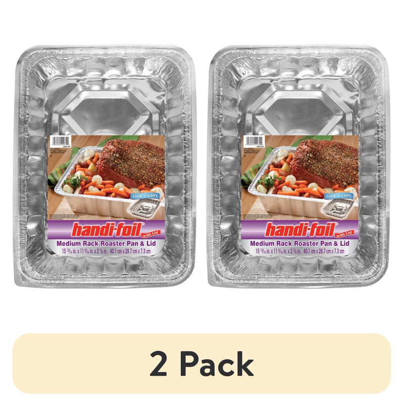 Large Aluminum Roaster Pan with Dome Lid - 2 Pack