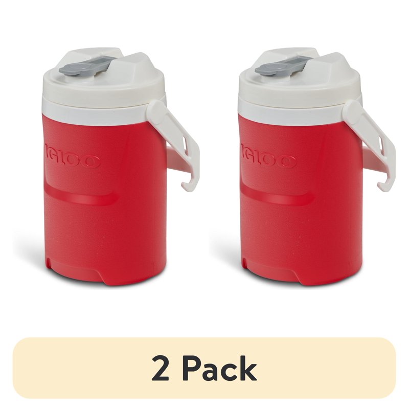 1/2 Gallon Insulated Sports Beverage Jug with Hooks - 2 Pack, Red