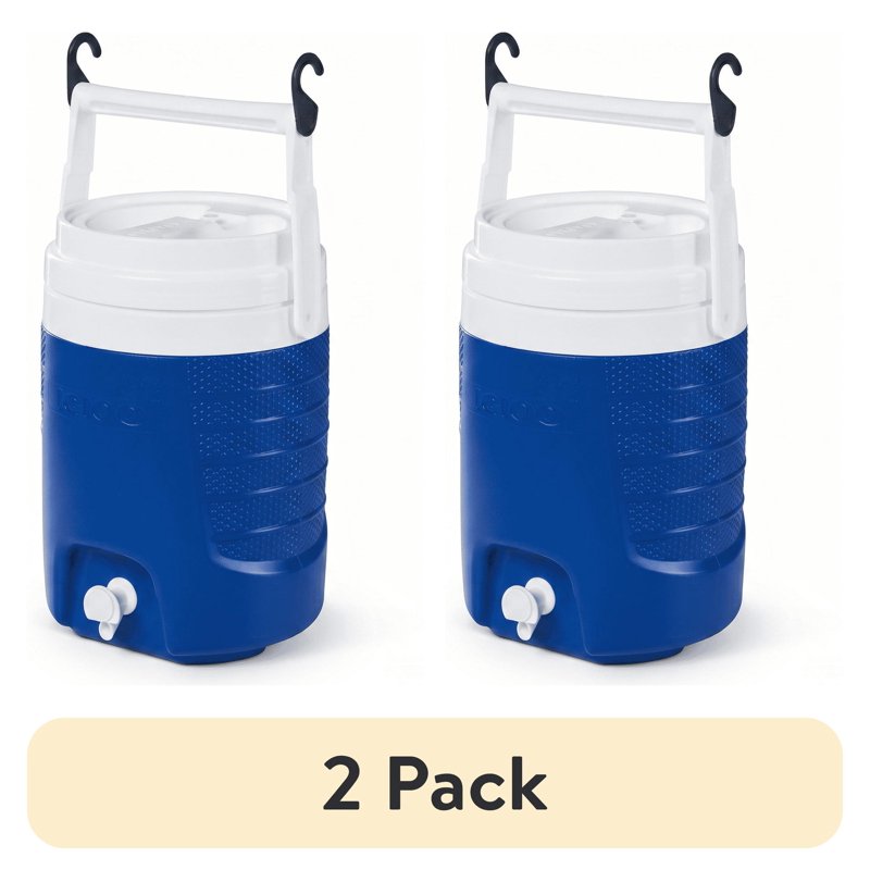 2 Gallon Sports Beverage Jug with Hooks - Blue, 2 Pack