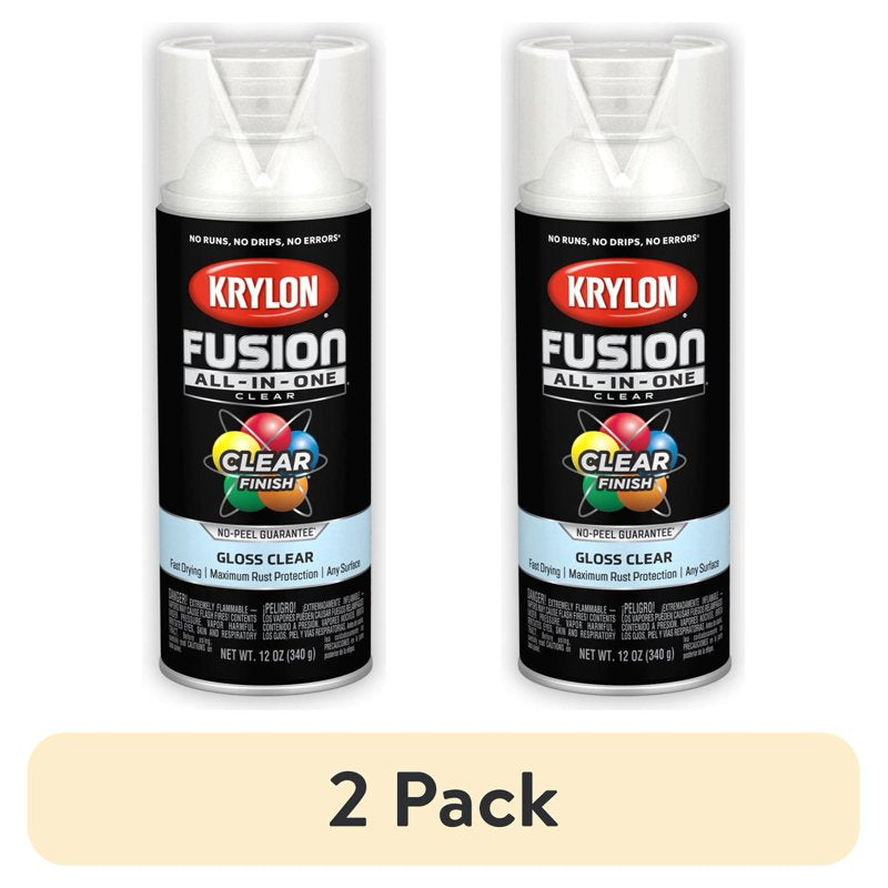Clear Gloss Spray Paint - 12 oz, 2 Pack - Krylon Fusion All-In-One