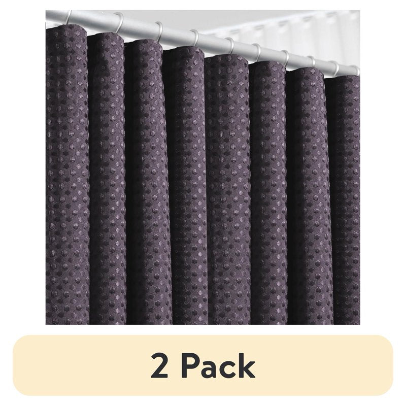 (2 Pack) LammaLoe Purple Waffle Weave Heavy Duty Fabric Shower Curtain - 72x72 Inches, Hotel Luxury Style