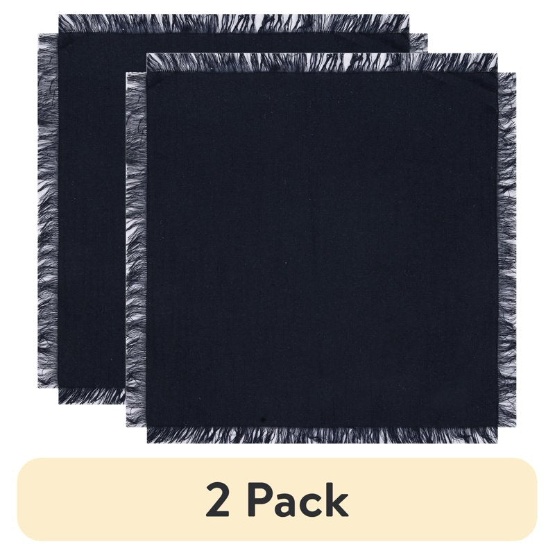 Solid Black Cotton Napkin Set - 18" x 18" - 2 Pack