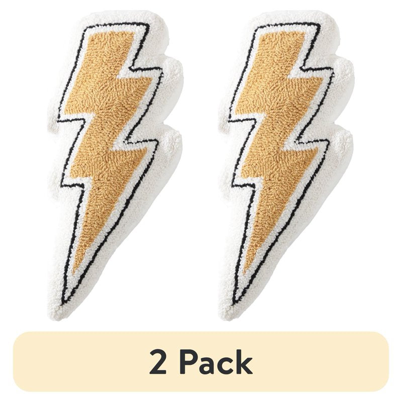 Lightning Bolt Decorative Pillow Set - 2 Pack, 10 x 20 Inches, Yellow