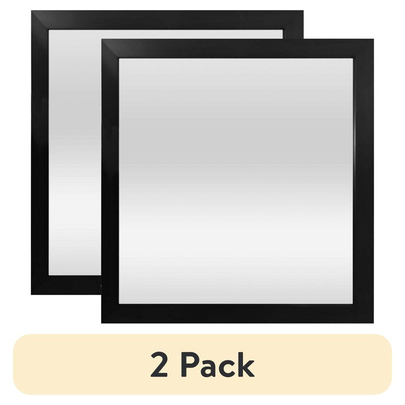 (2 Pack) Wall Mirror 16x16 Inch Black Framed Square Mirror for Bathroom Bedroom Entryway