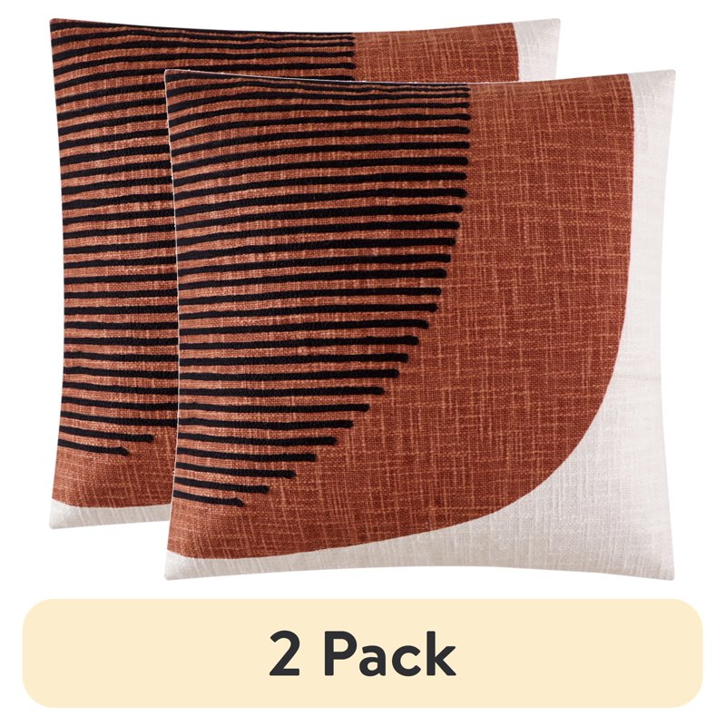 (2 Pack) Geometric Decorative Throw Pillows for Sofa & Bed - 18x18 in, Red Canyon - Indoor Home Decor Variation 2