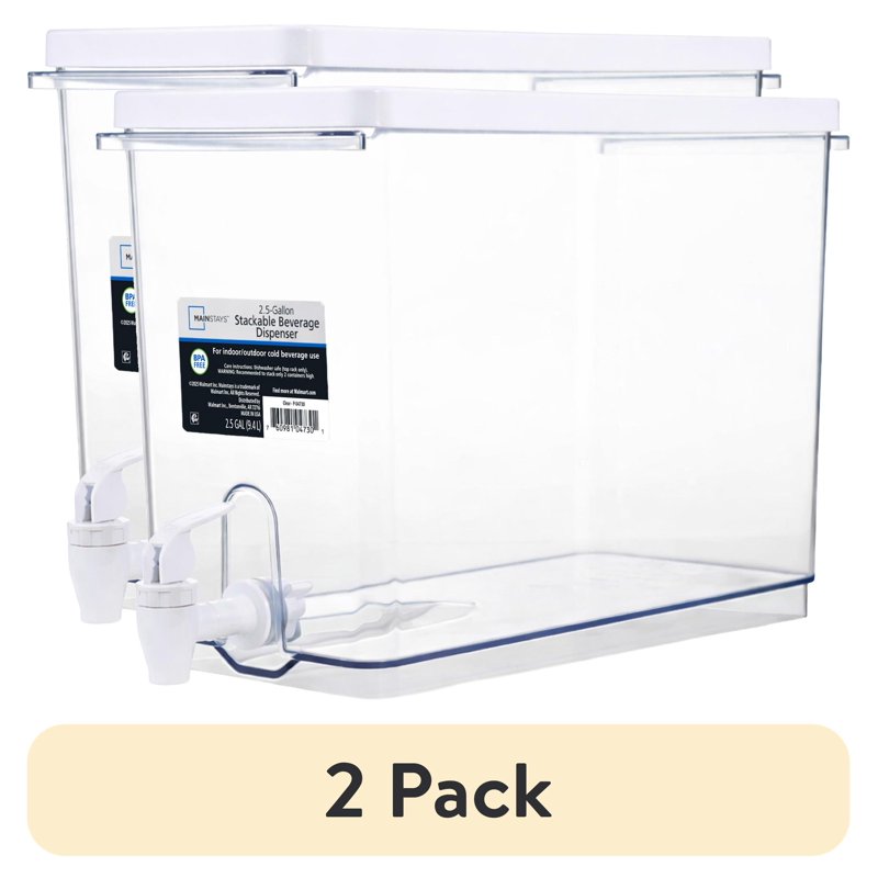 2 Pack 2.5 Gallon Drink Dispenser with Easy-Pour Spigot